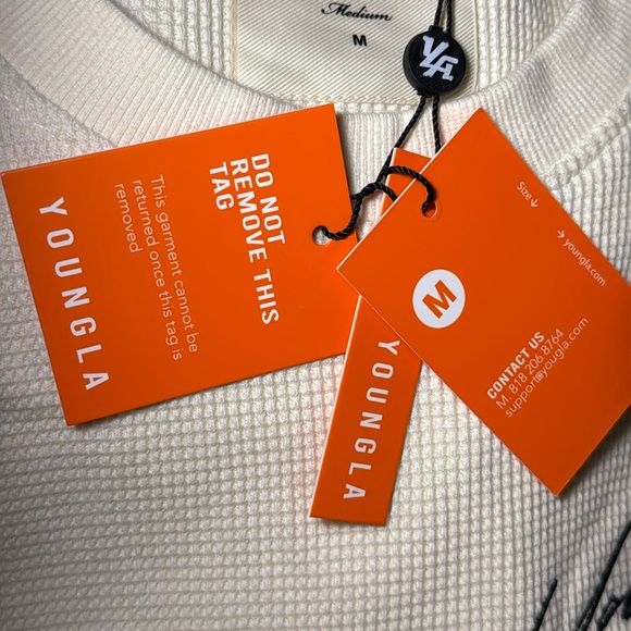 YoungLA Cream Crew Neck Sweater Relaxed Fit - Picture 2 of 4